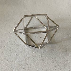 Silver geometric ring